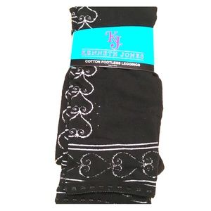 NWT Kenneth Jones black/silver footless leggings